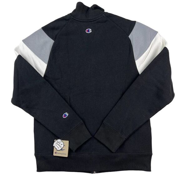 New Champion Men US S Black Jacket Zip Track Jacket Reverse Weave Colorblock  - Picture 2 of 9